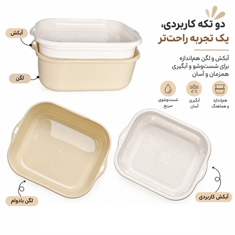 آبکش و لگن لیمون مدل نسیم کد 016