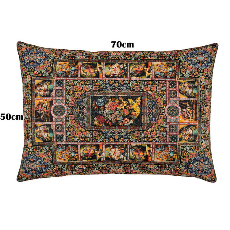روبالشی مدل مخمل پورشه طرح کتیبه گل کد ROB-0057 سایز 70*50 سانتی متر بسته دو عددی