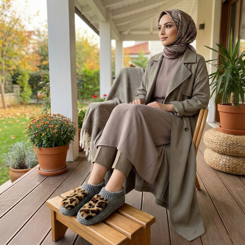 جوراب زنانه نیکتا مدل بافتی پلنگی GRY.4277