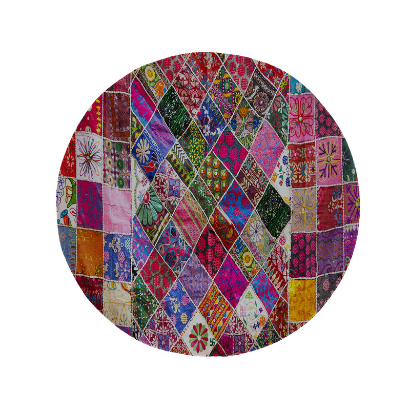 پادری مدل دایره طرح چهارخونه کد 5215 سایز 90 × 90 سانتی متر