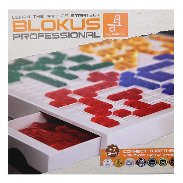 بازی فکری مهرهای مدل BLOKUS با 84 قطعه رنگی، مناسب 2 تا 4 بازیکن در رده سنی کودک تا بزرگسال، با مدت زمان بازی 15 تا 30 دقیقه و تاکتیک ساختوساز، تولید داخل ایران