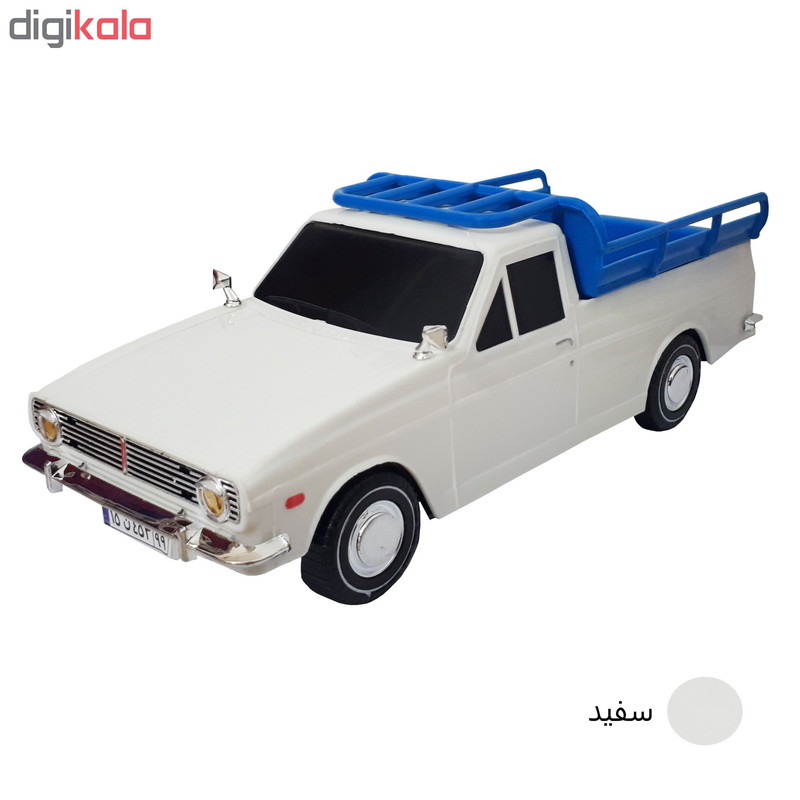ماشین بازی طرح وانت پیکان مدل 1001 با بدنه پلاستیکی و 4 چرخ، الهامگرفته از نمونه واقعی