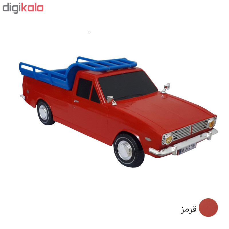 ماشین بازی طرح وانت پیکان مدل 1001 با بدنه پلاستیکی و 4 چرخ، الهامگرفته از نمونه واقعی