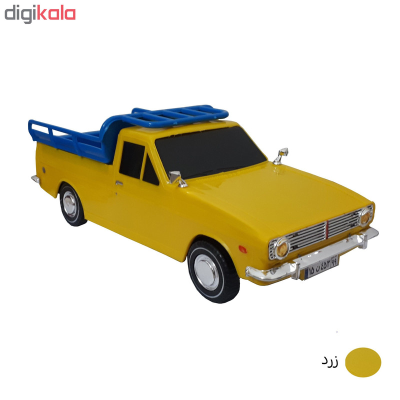 ماشین بازی طرح وانت پیکان مدل 1001 با بدنه پلاستیکی و 4 چرخ، الهامگرفته از نمونه واقعی