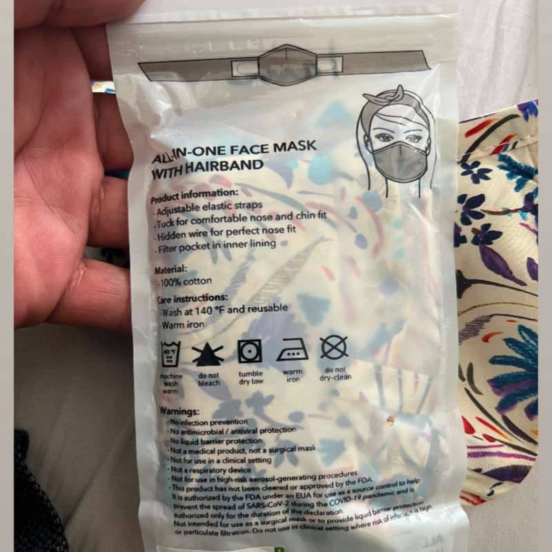 ماسک پارچه ای دو لایه آی ام مدل هدبندی بسته 2 عددی