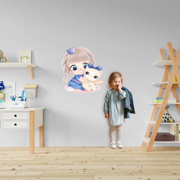 استیکر دیواری کودک مدل دختر چشم آبی