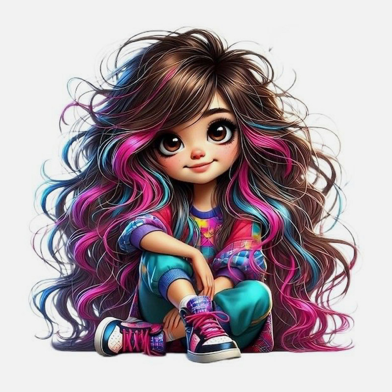 استیکر دیواری کودک مدل دختر مو بلند