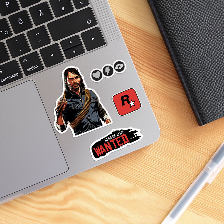 استیکر لپ تاپ مدل رد دد ریدمپشن red dead redemption مجموعه 10 عددی