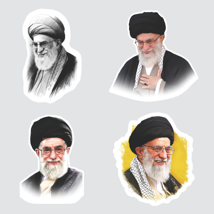 استیکر لپ تاپ پیکسل میکسل مدل رهبری آیت الله خامنه ای مجموعه 4 عددی