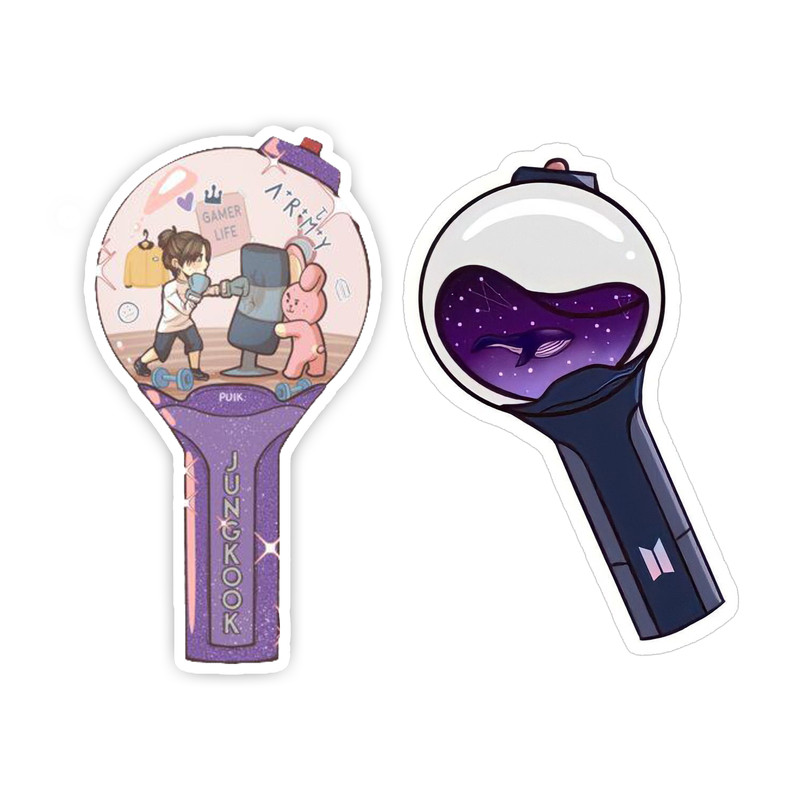 استیکر لپ تاپ و موبایل گوفی طرح میکروفن مدل BT21  مجموعه 2 عددی