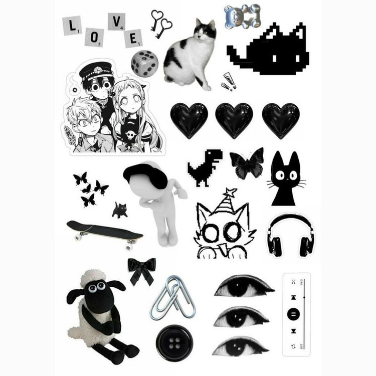 استیکر طرح black and white مجموعه 30 عددی
