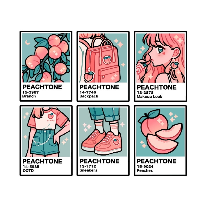 استیکر لپ تاپ کالامیکس مدل انیمه پنتون طرح Peachtone Anime مجموعه 6 عددی