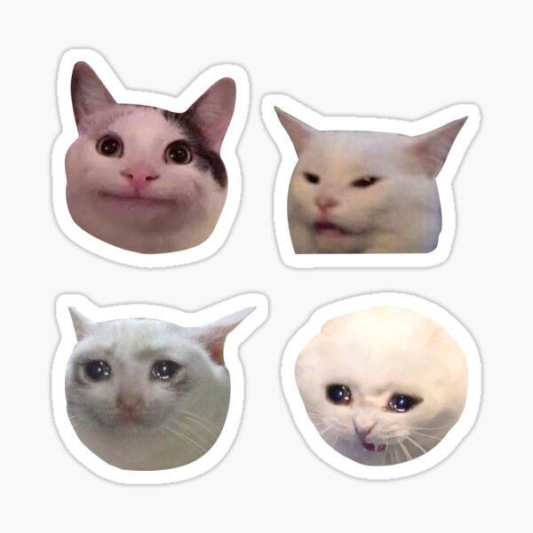 استیکر لپ تاپ و موبایل گوفی طرح گربه با مزه مدل Funny Cats 1 مجموعه 4 عددی