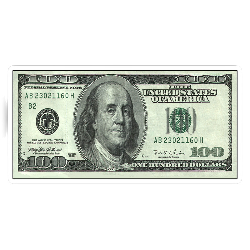 استیکر لپ تاپ طرح پول 100 دلاری