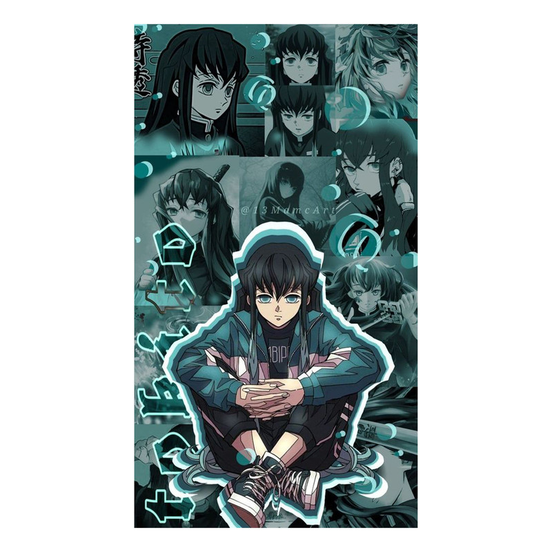 استیکر لپ تاپ و موبایل مدل انیمه طرح شیطان کش مویچیرو توکیتو demon slayer Muichiro Tokito کد 378