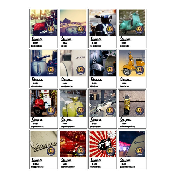استیکر لپ تاپ کالامیکس طرح موتورسیکلت وسپا مدل vespa moto مجموعه 16 عددی