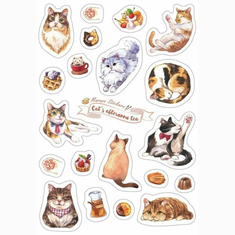 استیکر لب تاپ طرح cat مجموعه 21 عددی