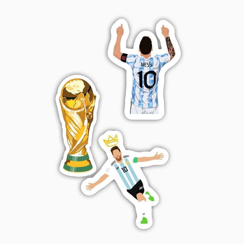 استیکر لپ تاپ و موبایل بووم طرح مسی مدل World Cup کد BG9 مجموعه 3 عددی