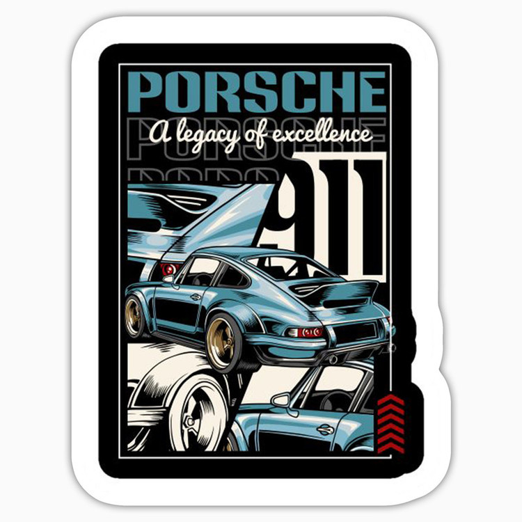 استیکر لپ تاپ و موبایل بووم طرح ماشین مدل Porsche 911 کد LA39