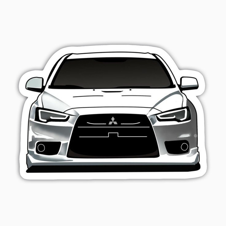 استیکر لپ تاپ طرح ماشین مدل Mitsubishi سفید صدفی کد KT89