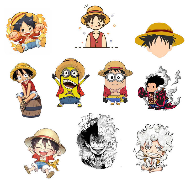استیکر لپ تاپ و موبایل مدل انیمه طرح وان پیس مانکی دی لوفی one piece monkey D luffy کد 878 مجموعه 10 عددی