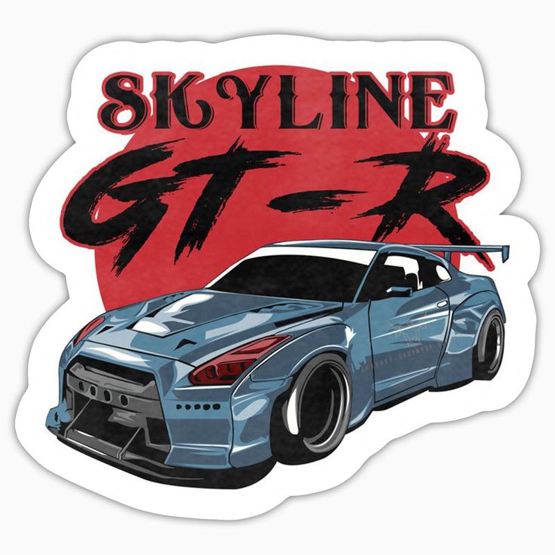 استیکر لپ تاپ و موبایل بووم طرح ماشین مدل Nissan GTR کد LA26