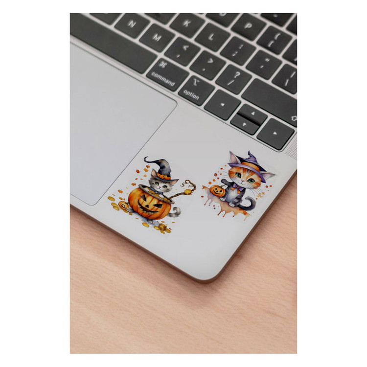 استیکر لپ تاپ و موبایل گوفی طرح گربه مدل Halloween Cat 65 مجموعه 2 عددی