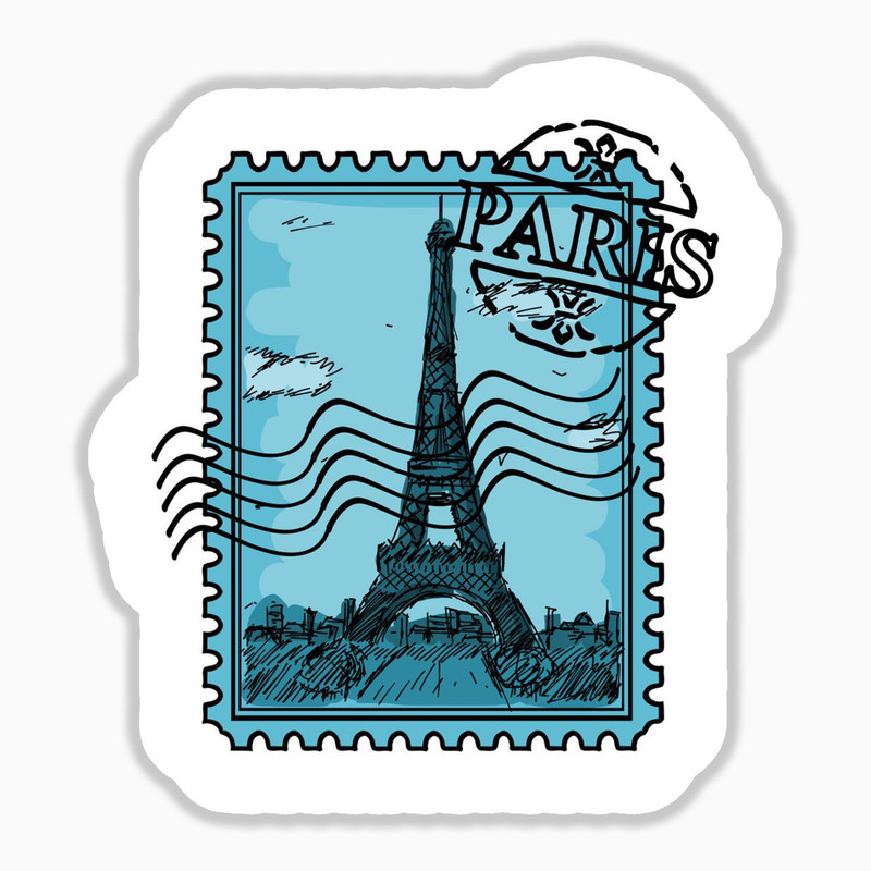 استیکر لپ تاپ و موبایل بووم طرح تمبر برج ایفل کد 147