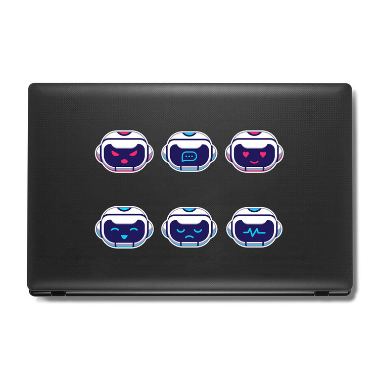 استیکر لپ تاپ و موبایل بووم طرح ربات مدل Emoticon کد MR139 مجموعه 6 عددی