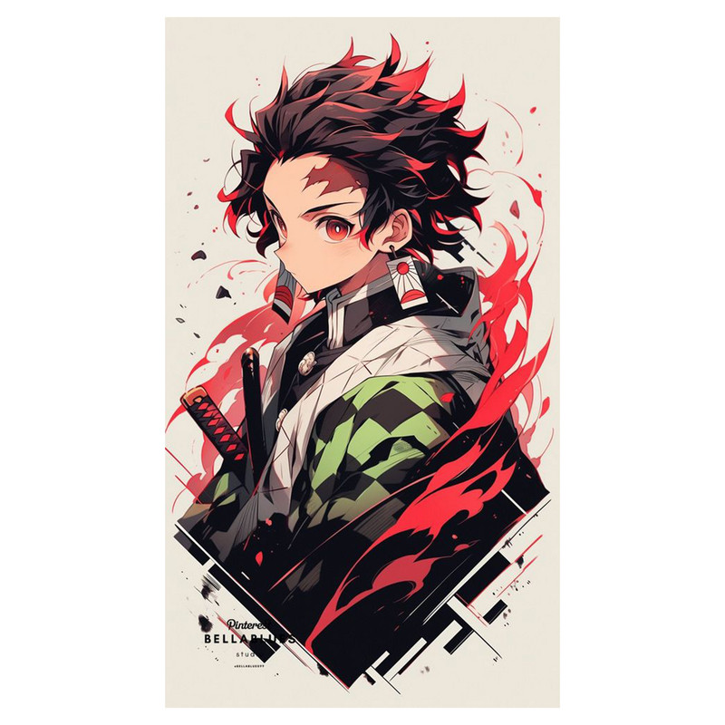 استیکر لپ تاپ و موبایل مدل انیمه طرح شیطان کش کامادو تانجیرو demon slayer kamado tanjiro کد 274