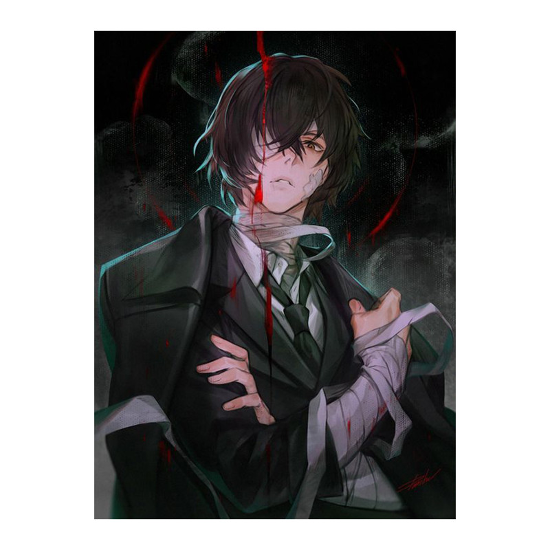 استیکر لپ تاپ و موبایل مدل انیمه طرح سگ‌های ولگرد بانگو اوسامو دازای Bungo Stray Dogs Osamu dazai کد 307