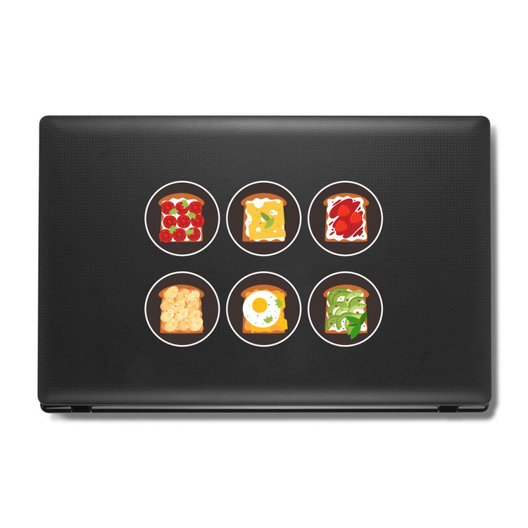 استیکر لپ تاپ و موبایل بووم طرح غذاهای خوشمزه کد MM111 مجموعه 6 عددی