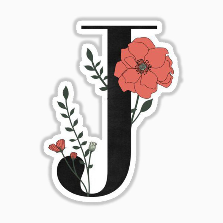 استیکر لپ تاپ و موبایل بووم طرح حروف انگلیسی مدل J کد 04