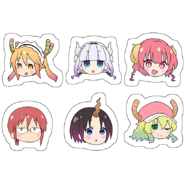 استیکر مدل Miss Kobayashi's Dragon Maid Chibi Heads بسته 6 عددی