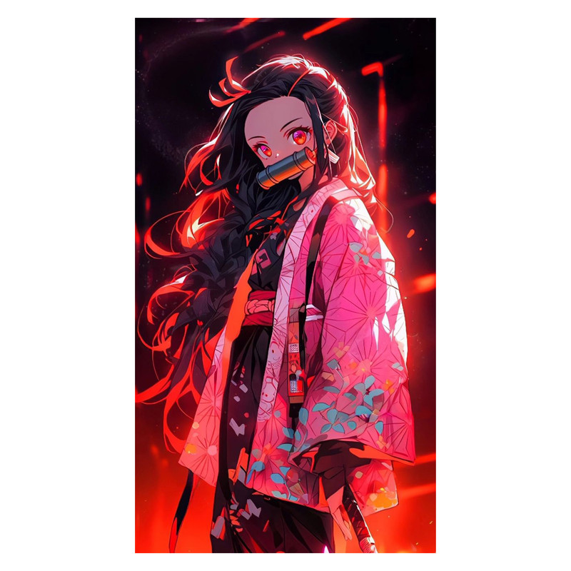استیکر لپ تاپ و موبایل مدل انیمه طرح شیطان کش نزوکو کامادو demon slayer nezuko kamado کد 206