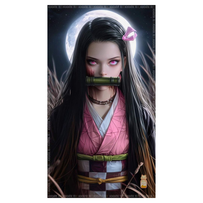 استیکر لپ تاپ و موبایل مدل انیمه طرح شیطان کش نزوکو کامادو demon slayer nezuko kamado کد 220