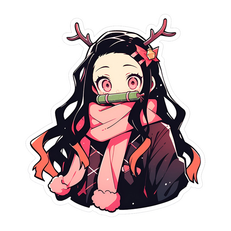 استیکر لپ تاپ و موبایل مدل انیمه طرح شیطان کش نزوکو کامادو demon slayer nezuko kamado کد 242