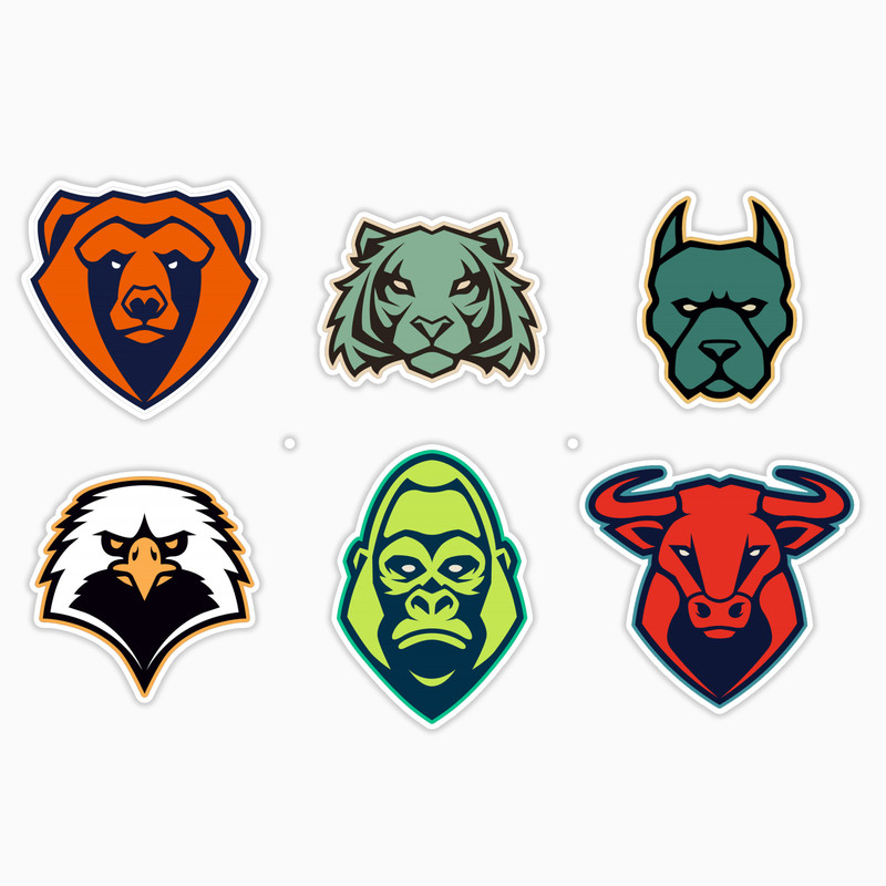 استیکر لپ تاپ و موبایل بووم طرح حیوانات مدل Mascotte کد MR113 مجموعه 6 عددی