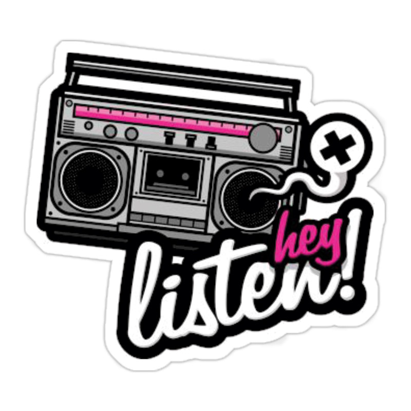 استیکر لپ تاپ طرح hey listen مدل mu11