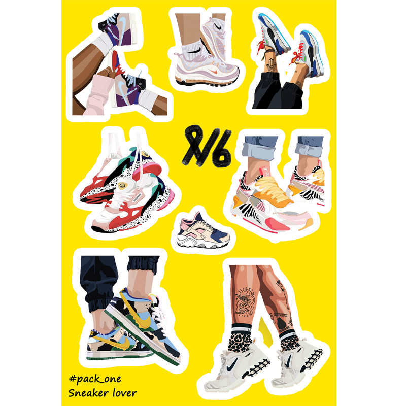 استیکر لپ تاپ طرح SNEAKERS مدل 01 مجموعه 8 عددی