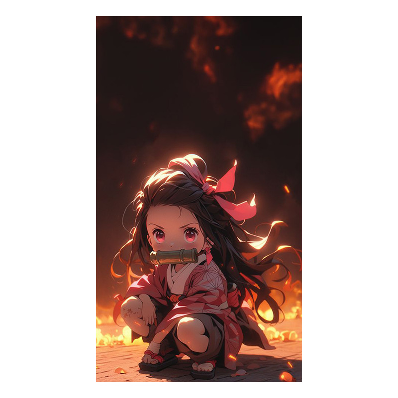 استیکر لپ تاپ و موبایل مدل انیمه طرح شیطان کش نزوکو کامادو demon slayer nezuko kamado کد 247
