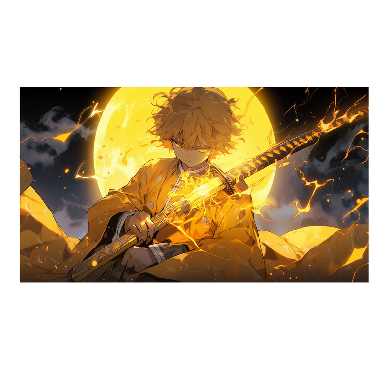 استیکر لپ تاپ و موبایل مدل انیمه طرح شیطان کش زنیتسو آگاتسوما demon slayer Zenitsu Agatsuma کد 755