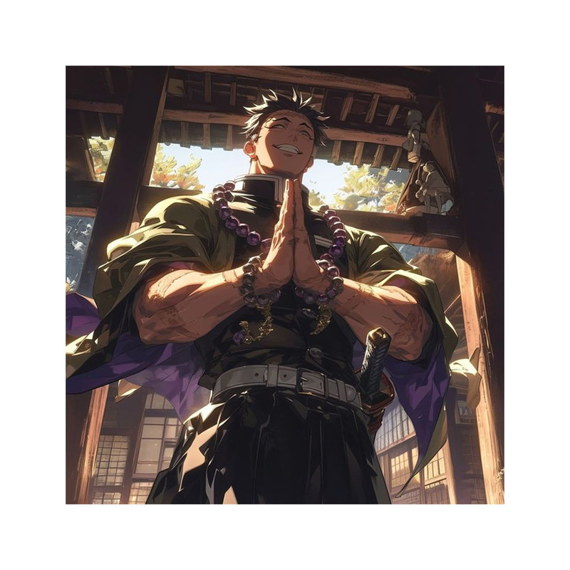 استیکر لپ تاپ و موبایل مدل انیمه طرح شیطان کش گیومی هیمجیما demon slayer Gyomei Himejima کد 828