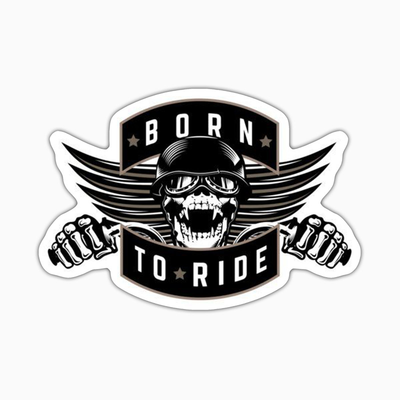 استیکر لپ تاپ و موبایل بووم طرح موتور مدل Born To Ride کد UV003