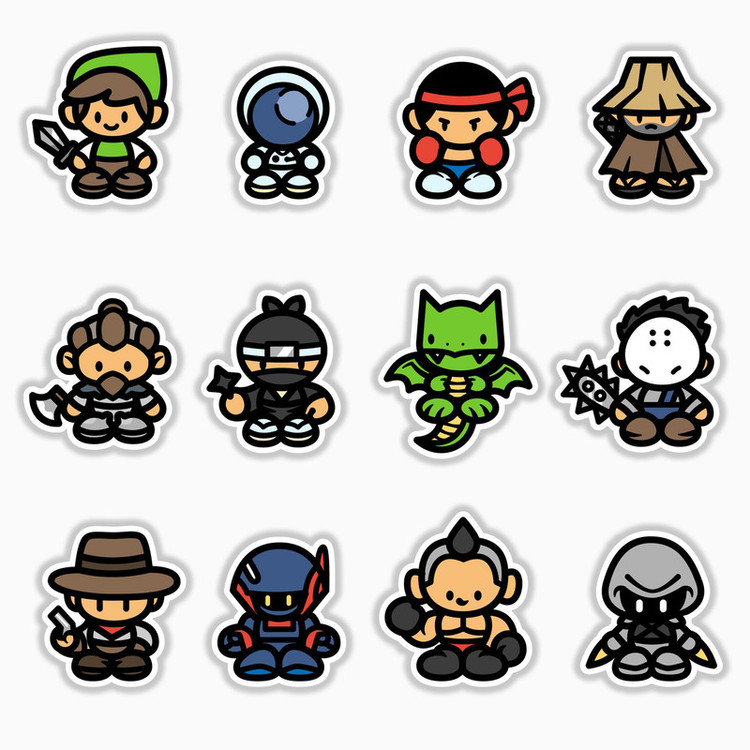 استیکر لپ تاپ و موبایل بووم طرح بازی کامپیوتری مدل Game Character کد MA21 مجموعه 12 عددی