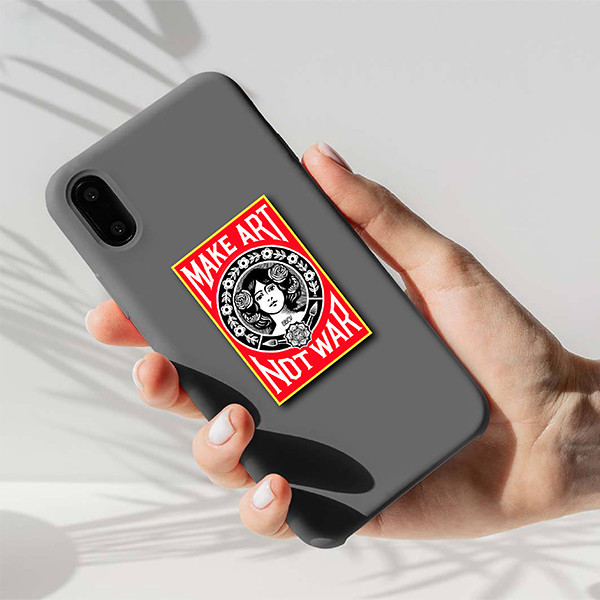 استیکر لپ تاپ و موبایل گوفی طرح هنر بسازید نه جنگ کد N90