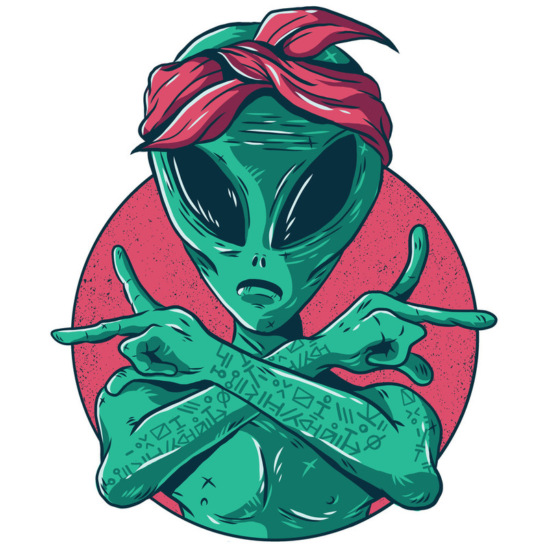 استیکر لپ تاپ طرح Alien Gangster مدل P41