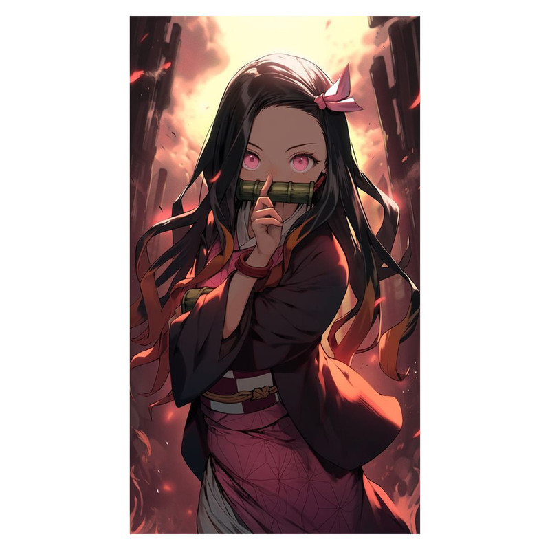 استیکر لپ تاپ و موبایل مدل انیمه طرح شیطان کش نزوکو کامادو demon slayer nezuko kamado کد 241