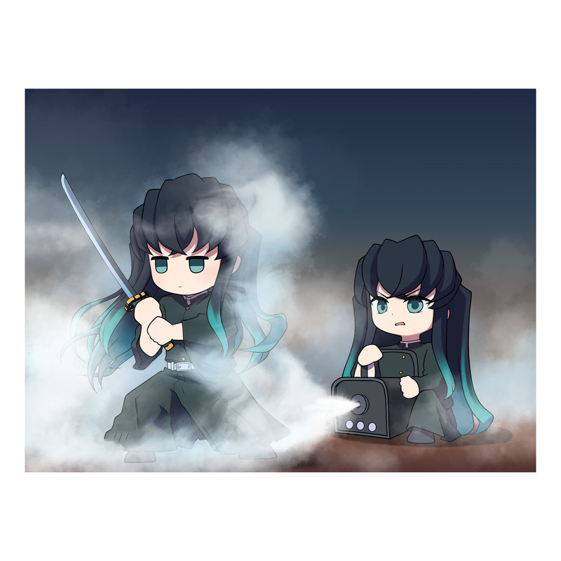 استیکر لپ تاپ و موبایل مدل انیمه طرح شیطان کش مویچیرو توکیتو demon slayer Muichiro Tokito کد 396