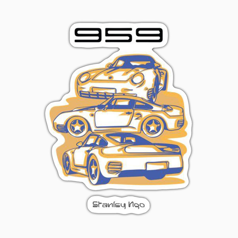 استیکر لپ تاپ و موبایل بووم طرح ماشین مدل Porsche 959 کد UV019
